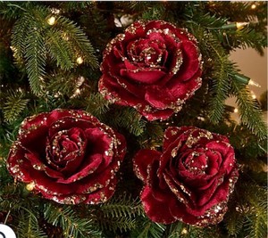 lot 3892 image: Set of 6 Rose Clips with Glistening Petals by Valerie $36
