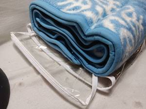 lot 33953 image: Christmas Blanket in Blue with white snowflakes