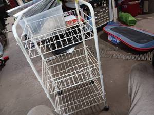 lot 33992 image: White metal rolling utility cart