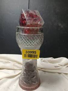 lot 33995 image: Glass vase with Red decorative plastic gems