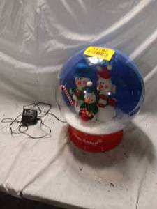 lot 34187 image: Happy Holiday Human Size Snow Globe - Works -Lights up - Plays Music.