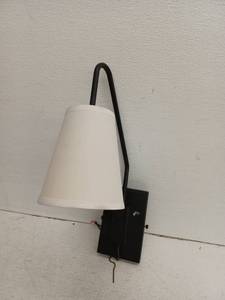 lot 21525 image: Black & White Pendant Wall Lamp with Cream Shade