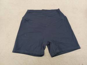 lot 21572 image: Navy Blue High-Waist Shorts with V-Notch Waistband