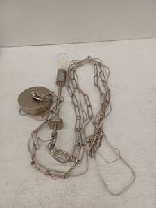 lot 21584 image: Pendant Light Fixture with Chain and Filament Bulb