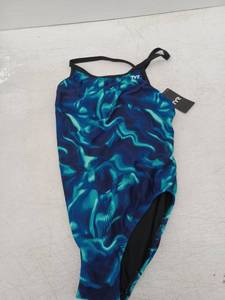 lot 21614 image: TYR Blue Turquoise Abstract One-Piece Swimsuit (Size XL)