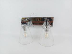 lot 21651 image: Dual Cone Clear Glass Vanity Light Fixture Chrome