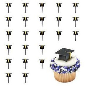 lot 21655 image: DecoPac Graduation Hat Cupcake Toppers
