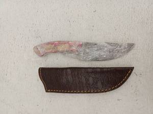 lot 21684 image: MHSCutlery Fixed Blade Knife w Leather Sheath, 8 Inch