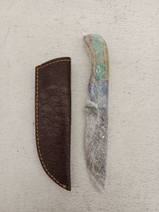 lot 21686 image: MHSCutlery Fixed Blade Knife with Leather Sheath, 9.25 Inch
