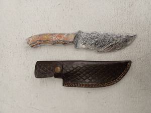 lot 21688 image: MHSCutlery Fixed Blade Knife with Leather Sheath, 10.75 Inch