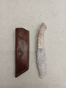 lot 21697 image: MHSCutlery Fixed Blade Knife with Leather Sheath, 8.25 Inch