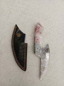 lot 21724 image: MHSCutlery Fixed Blade Knife with Leather Sheath, 8.25 Inch