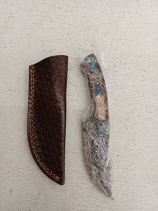 lot 21727 image: MHSCutlery Fixed Blade Knife with Leather Sheath, 8 Inch