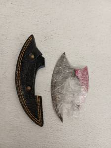 lot 21734 image: MHSCutlery Curved Knife With Leather Sheath 6.25 Inch