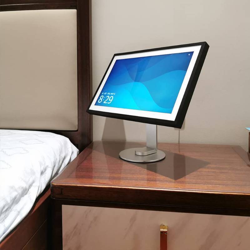 lot 2143 image: ATOPHK Echo Show 15 Stand - 360° Swivel & 50° Tilt Aluminum Base, Non-Slip Silicone Pad, Lifetime Durable Design, Only Made for Echo Show 15 Silver 025-02 Retail $39.99