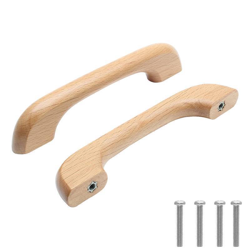 lot 2136 image: Uenhoy 6 Pcs Natural Wood Cabinet Pulls Handles Solid Wood Handles for Kitchen Cabinets and Drawers - 5 Length, 3-34 (96mm) Hole Spacing