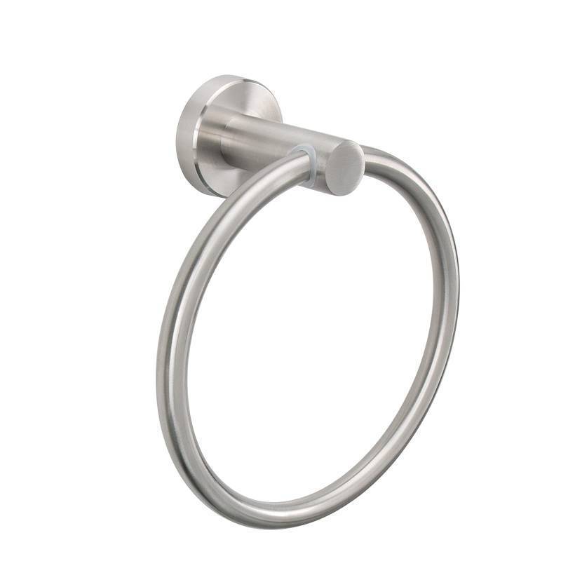 lot 2138 image: NearMoon Bath Towel Ring, Bathroom Hardware Accessories-Thicken Stainless Steel Hand Towel Holder for Bathroom, Modern Round Towel Hanger Wall Mounted (Brushed Nickel, 1 Pack) Retail $11.99