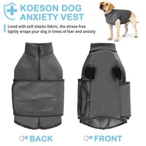 lot 2128 image: KOESON Dog Anxiety Vest, Comfort Pet Calming Jacket, Adjustable Relief Coat for Dog, Anti-Anxiety Pet Thunder Jacket for Thunderstorm, Fireworks, Separation, Grey M - Retail $3,789