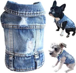 lot 2130 image: Jean Jacket for Dogs Blue Lapel Vest Coat Costume Denim Dog Cat Jeans Soft - Retail $13
