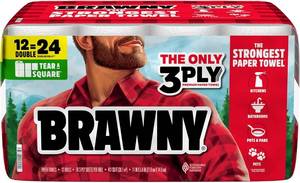 lot 7080 image: Case Pack Brawny Tear-A-Square 3-Ply Paper Towels, 12 Double Rolls  24 Regular Rolls