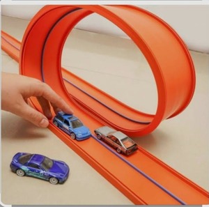 lot 8021 image: Flex Tracks 15 Ft Starter Set Flexible Race Track for Kids 3, Race Car Ramp Track Compatible with Hot Wheels and Diecast 164th Cars, Portable Rolls Up Race Tracks with Strong Suction Cups