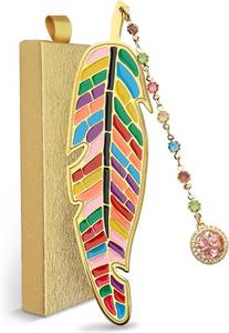 lot 8027 image: Metal Feather Bookmark Cute Multicolor Book Accessories Gifts for Women Teacher Readers Book Lovers for Christmas Birthday Mothers Day Valentines Day (Gold)