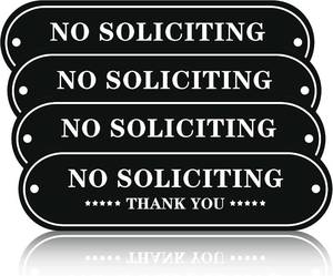 lot 8037 image: evron No Soliciting Sign for House,No Solicitors Sign for Front Door,Protect Your Privacy,Self AdhesiveScrews Wall Mounting,Embossed Non-Faded,Easy Installation (A Black-6.4x1.77 (4 Pack))