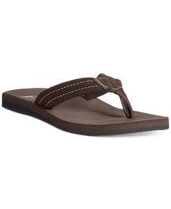 lot 8059 image: Quiksilver Mens Carver Suede Flip Flops - Brown - Size 8