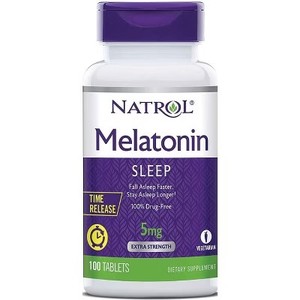 lot 8068 image: Natrol Melatonin Time Release - Extra Strength 5mg 100 Tablets. BB April 30 2028