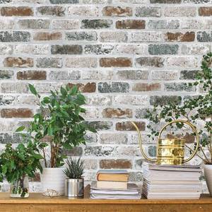 lot 9109 image: Guvana 17.3 197 Brick Wallpaper Self Adhesive Wall Paper RedBlueGrey Brick Peel and Stick Wallpaper Removable Contact Paper Brick Texture Vintage Wallpaper for Kitchen Backsplash Accent Wall Decor