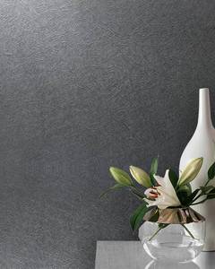 lot 9135 image: GloryTik Dark Grey Silk Wallpaper Peel and Stick Grey Contact Paper 17.3X78.7 Embossed Self Adhesive Removable Wallpaper Upgrade Thicken Silk Textured Wall Paper for Room Cabinet Decor