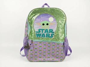 lot 63602 image: Star Wars Grogu Backpack w Sequin Front