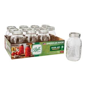 lot 63614 image: Ball Mason Jars 32oz Regular Mouth 6pk with Lids