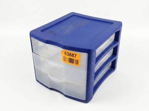 lot 63687 image: Sterilite 3-Drawer Plastic Storage Organizer Blue