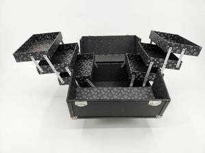 lot 63688 image: Black Makeup Organizer Train Case w Drawer Compartments