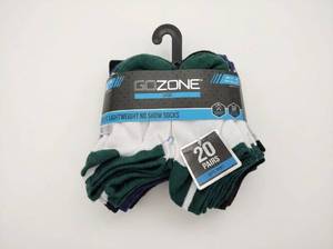 lot 63976 image: Gozone Sport Lightweight No Show Socks 20 Pairs Boys Size 4-6