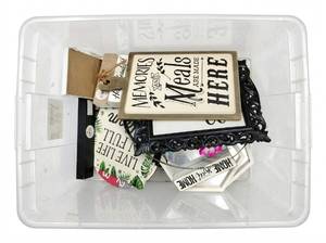 lot 63983 image: Tote of Miscellaneous Wall Decor