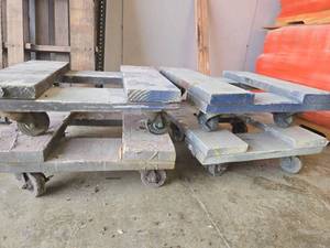 lot 19575 image: (4) Wooden Dolly Cart with Casters&nbsp