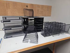 lot 21779 image: Black Metal Mesh Office Desk Organizer Set