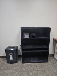 lot 21794 image: Ativa Cross-Cut Paper Shredder and Black Shelving  Model A16CC17
