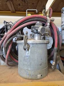 lot 1477 image: Binks Pressure Pot Spray System with Hose and Gauges