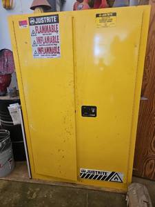 lot 1484 image: Justrite Sure-Grip EX 90 Gallon Flammable Liquid Storage Cabinet  Model 899000