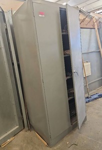 lot 1486 image: 2-Door Metal Storage Cabinet 36in x 78in with Adjustable Shelves