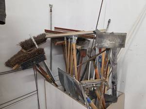 lot 21801 image: Lot of Cleaning Tools Brushes Brooms Squeegees and Supplies