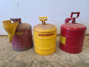 lot 21805 image: (3) Justrite Safety Can Yellow 5 Gallon Flammable Storage