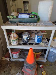 lot 21818 image: Construction & Workshop Supplies Lot - Paint, Glue, Cement, Traffic Cone