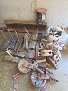 lot 21819 image: Assorted Lot of Hardware, Pulleys, and Metal Fasteners