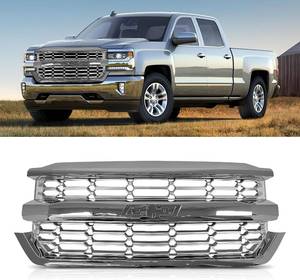 lot 142187 image: Retails for $180 Front Upper Grille Fit for Chevy Silverado 1500 2016-2018  Chrome Mesh Also Fit for Chrome Front Bumper Grille Mesh Replace for 84056776 GM1200759C OE 84056776