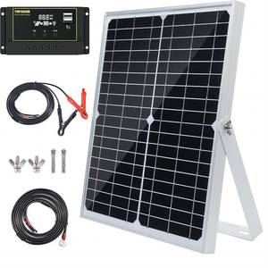 lot 121619 image: Topsolar Solar Panel Kit 30W 12V, Solar Battery Trickle Charger Maintainer  Upgrade Controller  Adjustable Mount Bracket for Boat Car RV Motorcycle Marine Automotive