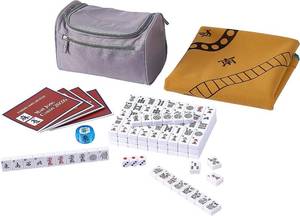 lot 121623 image: American Mahjong Set 166 White Engraved Tiles 1.2 Inch, Includes Carrying Bag, Mat, Dice, Wind Indicator & Manual   Racks & Pushers Not Included (Mah jongg, Majiang, Mah-Jongg)